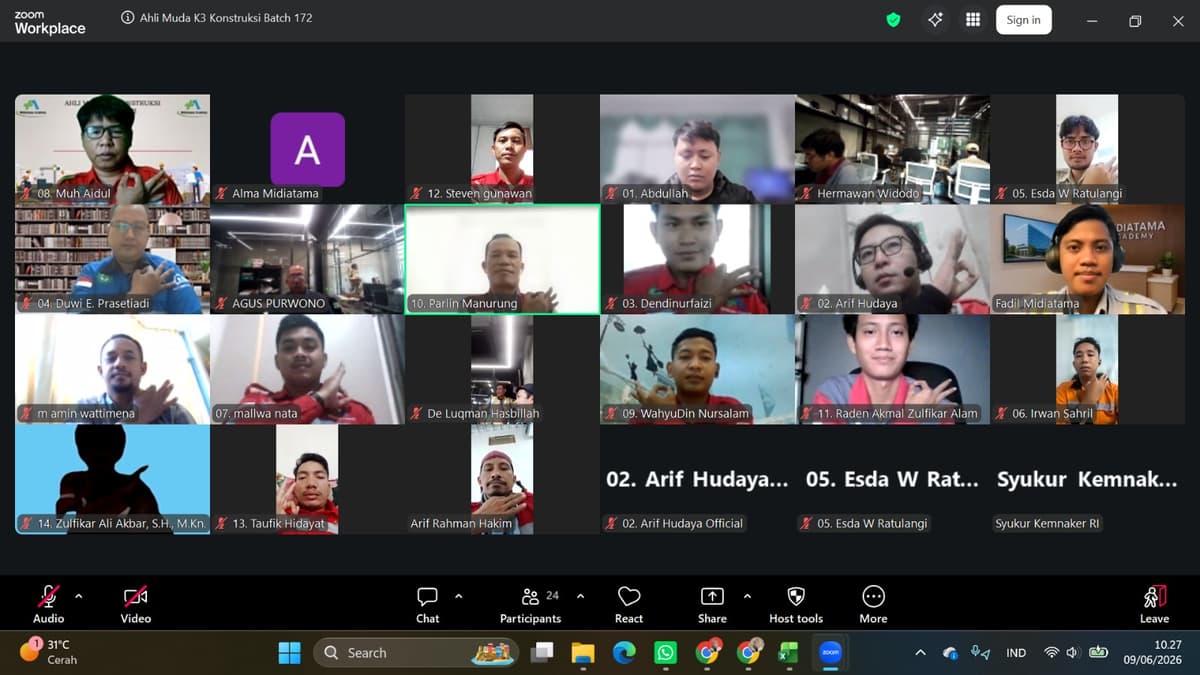 Ahli Muda K3 Konstruksi Batch 172