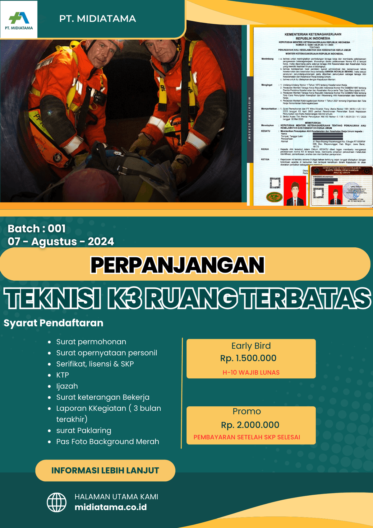 Teknisi K3 Ruang Terbatas Batch 1 LISENSI