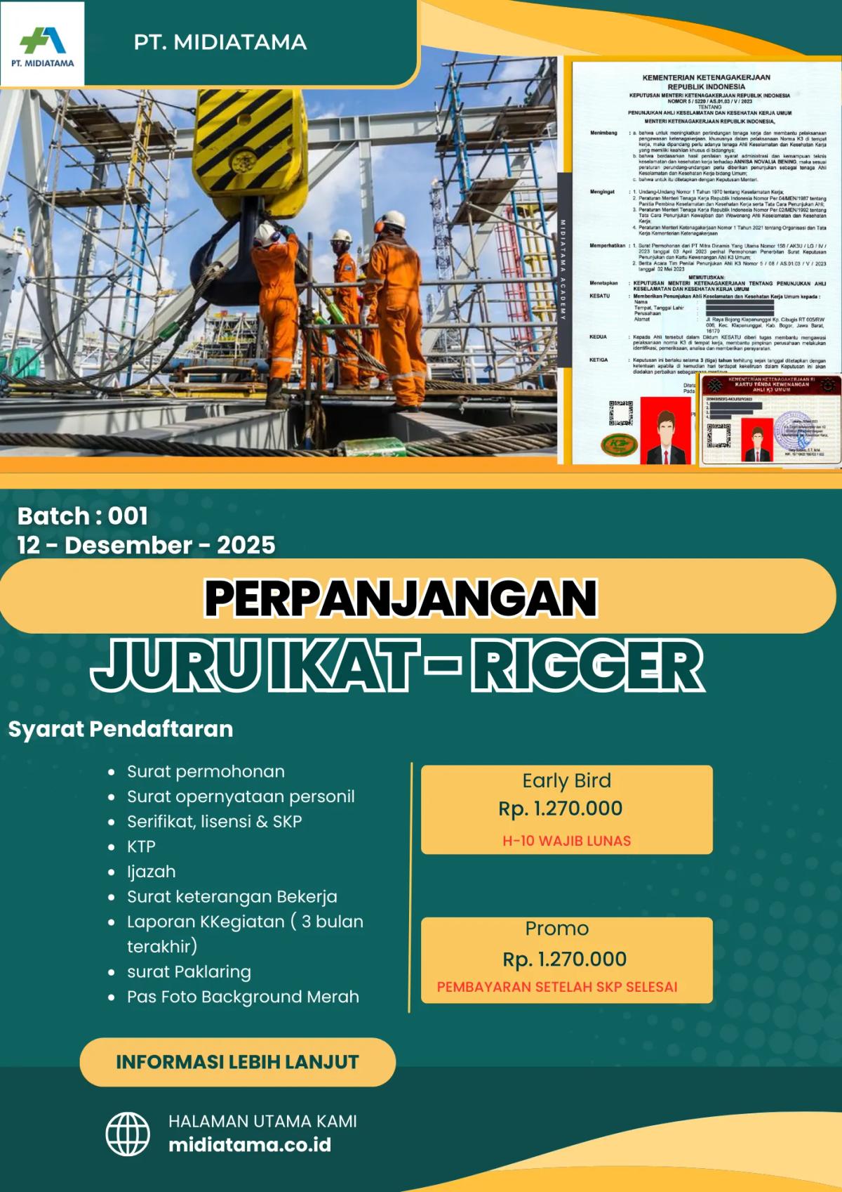 Juru Ikat (Rigger) Batch 1 LISENSI