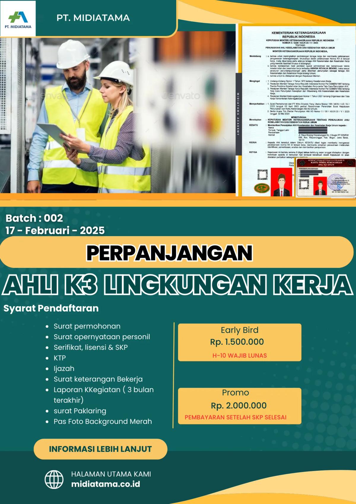 Ahli K3 Muda Lingkungan Kerja Batch 2 SKP