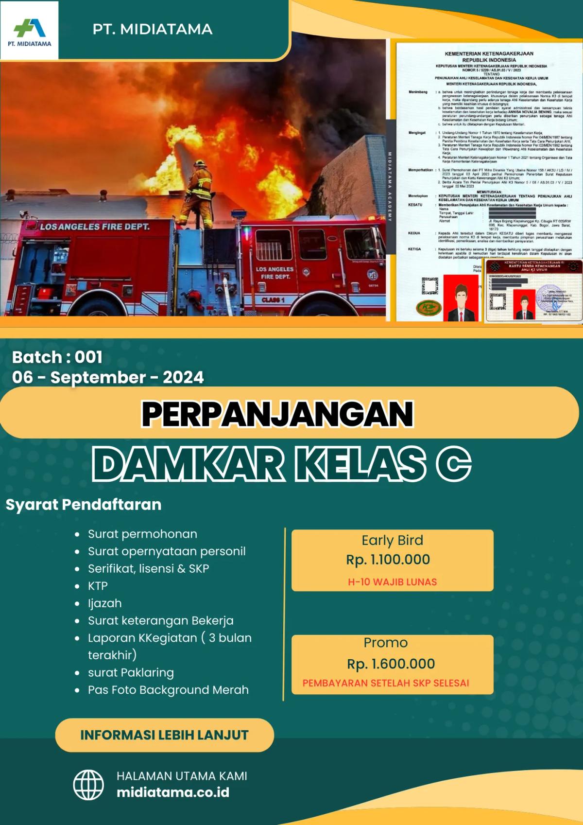 Regu Penanggulangan Kebakaran (Kelas C) Batch 1 LISENSI