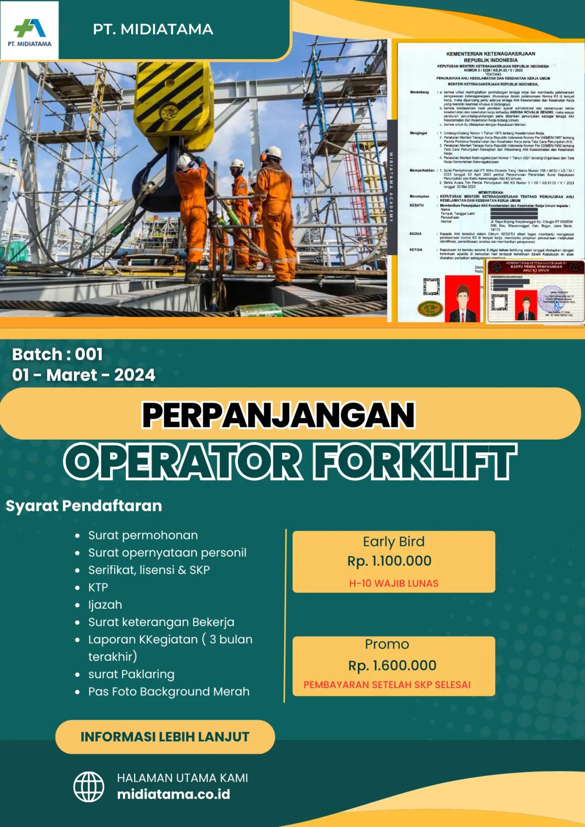 Operator Forklift Kelas II Batch 1 LISENSI