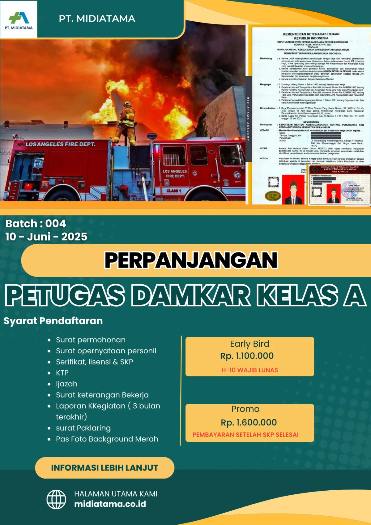 Ahli K3 Spesialis Penanggulangan Kebakaran (Kelas A) Batch 4 SKP