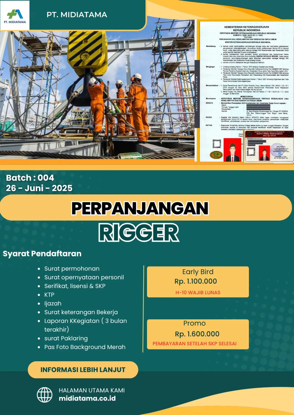 Juru Ikat (Rigger) Batch 4 LISENSI