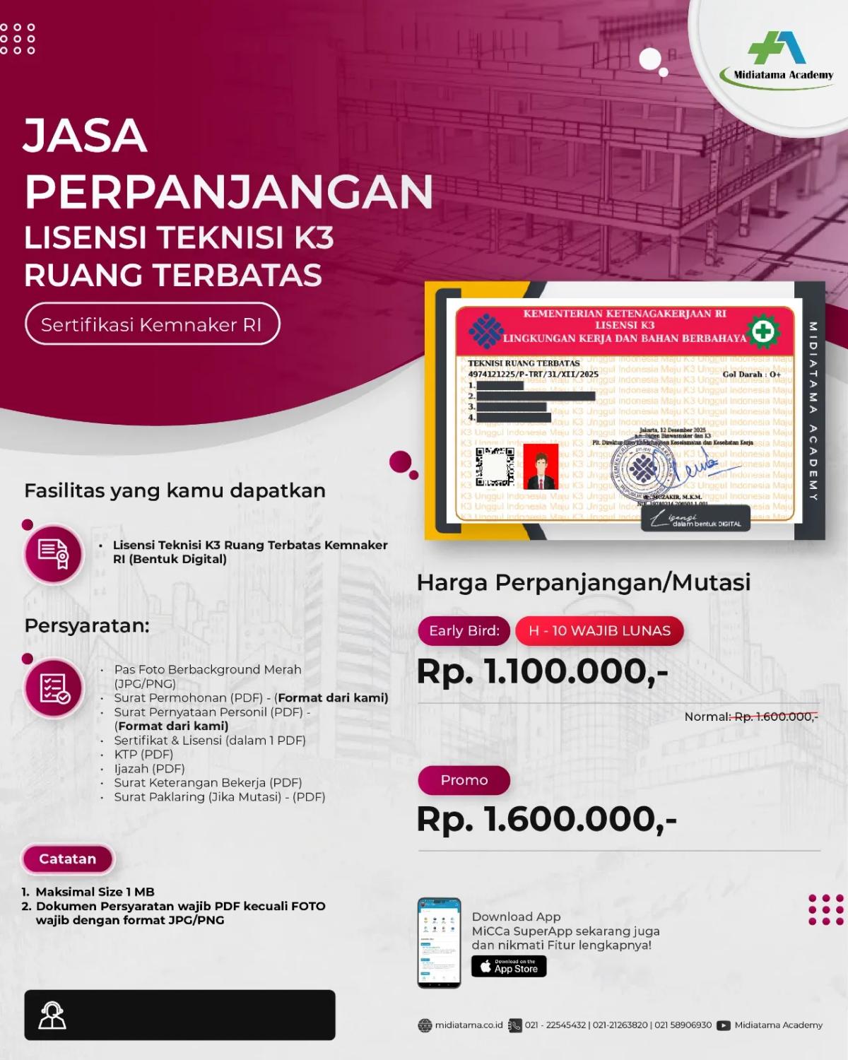 Teknisi K3 Ruang Terbatas Batch 15 LISENSI