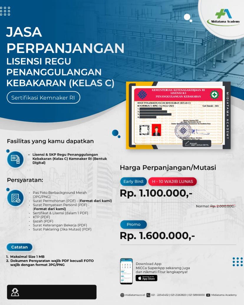 Regu Penanggulangan Kebakaran (Kelas C) Batch 6 LISENSI