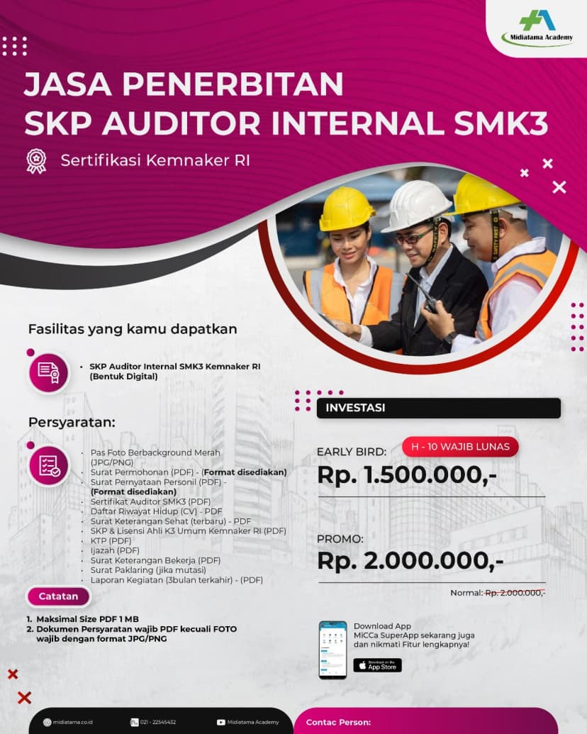 Penerbitan SKP Auditor Internal SMK3 Batch 3 SKP