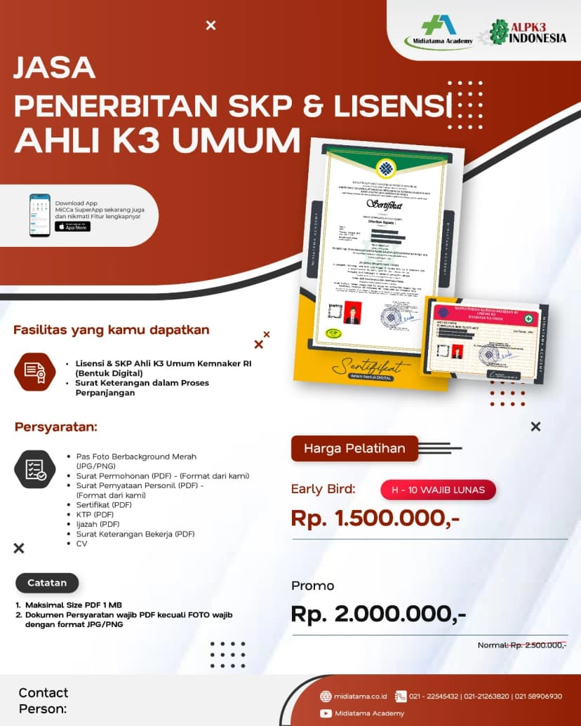 Penerbitan Ahli K3 Umum Kemnaker RI Batch 48 SKP