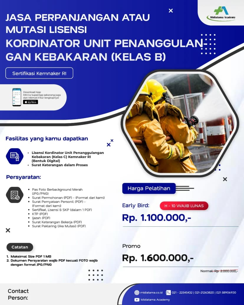 Koordinator Unit Penanggulangan Kebakaran (Kelas B) Batch 6 LISENSI
