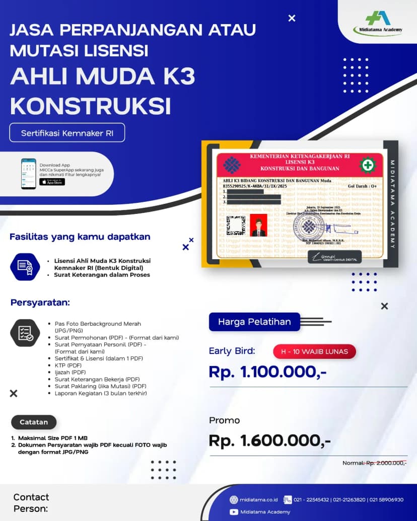Ahli Muda K3 Konstruksi Batch 42 SKP
