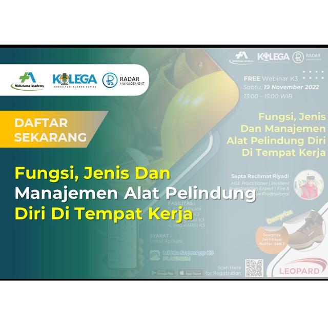 Fungsi, Jenis Dan Manajemen Alat Pelindung Diri Di Tempat Kerja Batch 1
