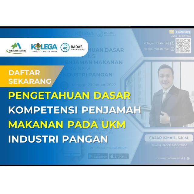 Pengetahuan Dasar Kompetensi Penjamah Makanan Pada UKM Industri Pangan Batch 1