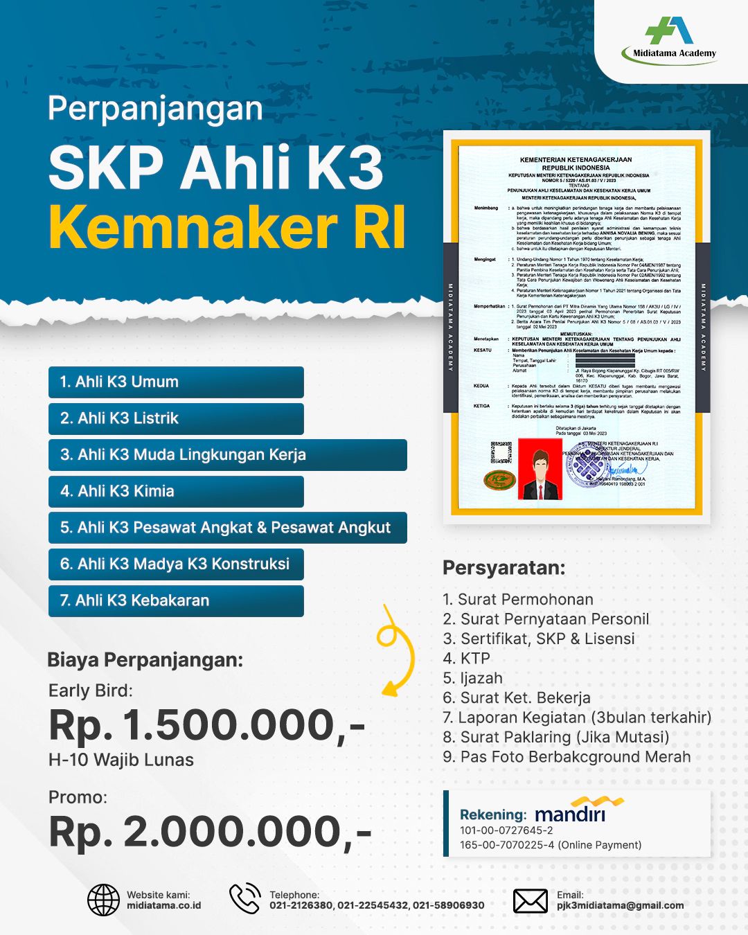 Perpanjangan SKP Ahli K3