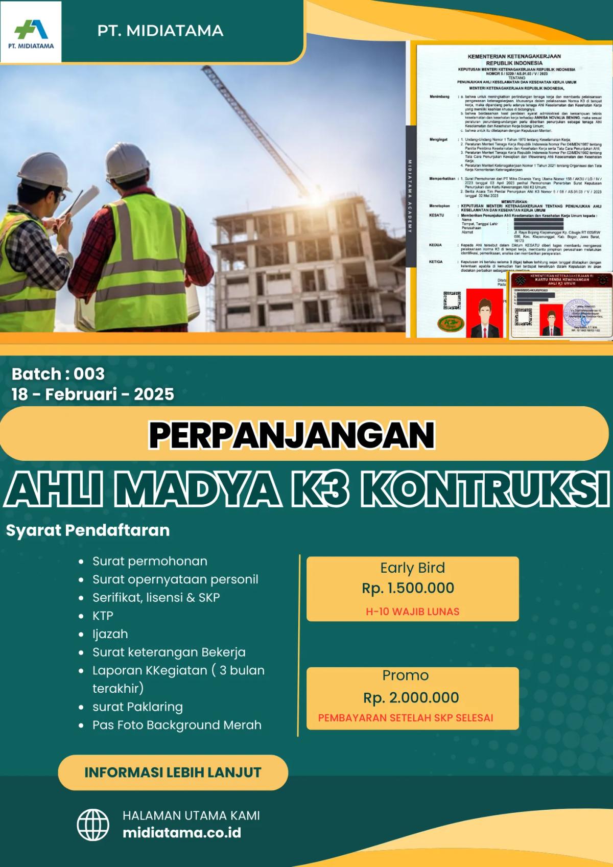 Ahli Madya K3 Konstruksi Batch 3 SKP