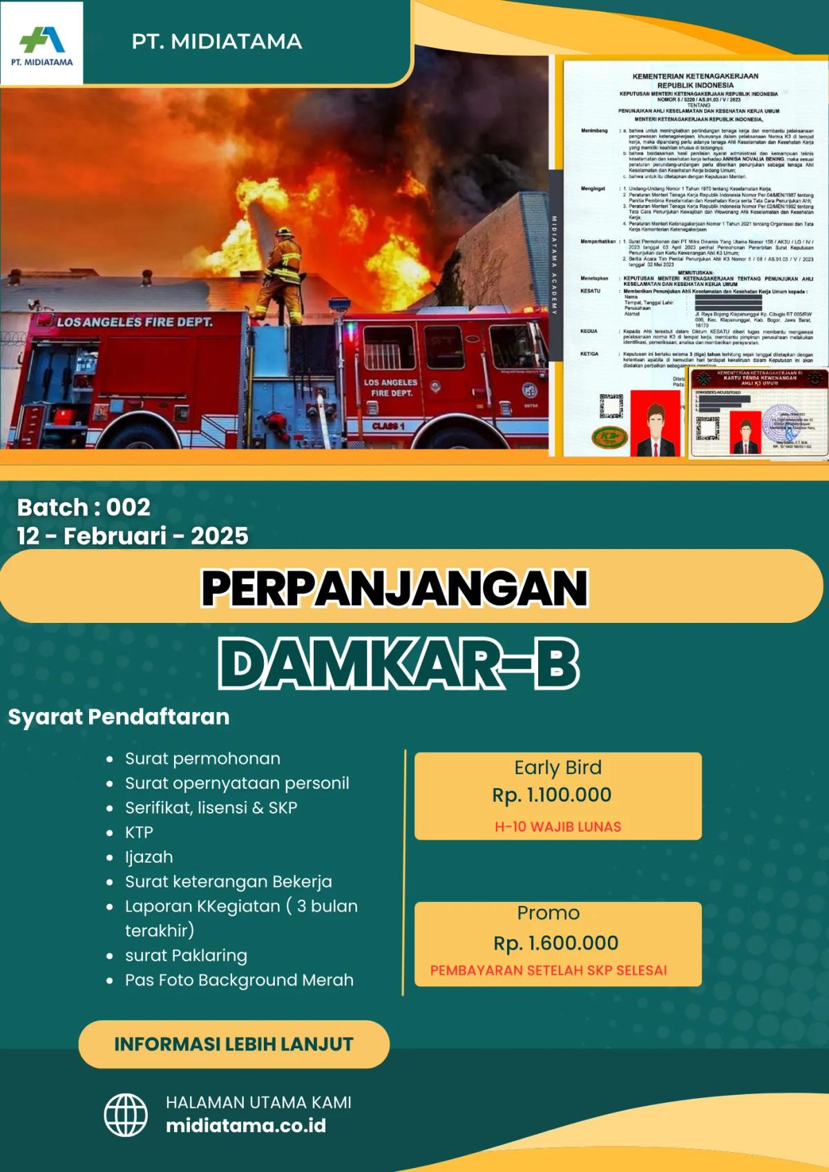 Koordinator Unit Penanggulangan Kebakaran (Kelas B) Batch 2 LISENSI