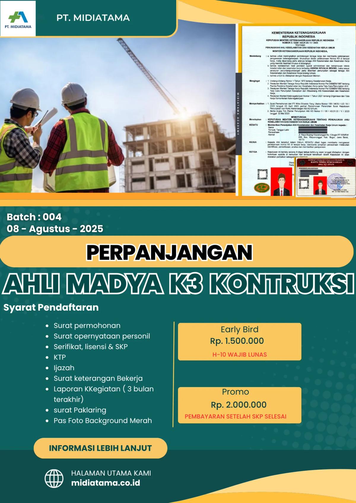 Ahli Madya K3 Konstruksi Batch 4 SKP