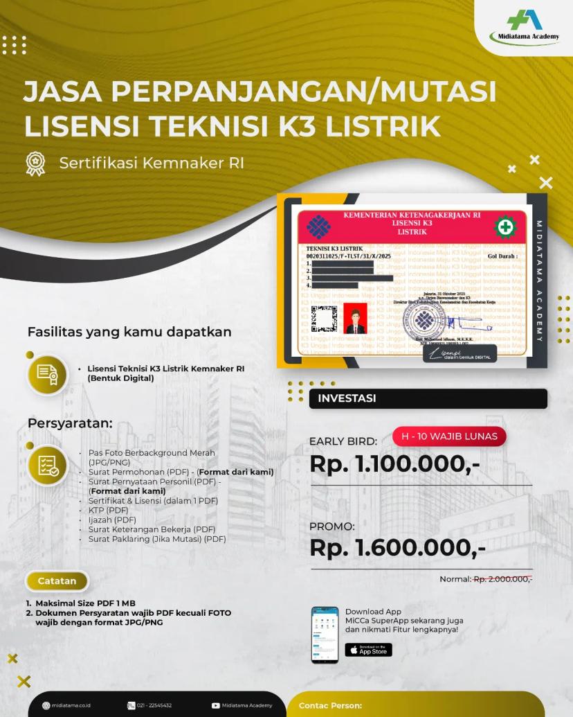 Teknisi K3 Listrik Batch 23 LISENSI