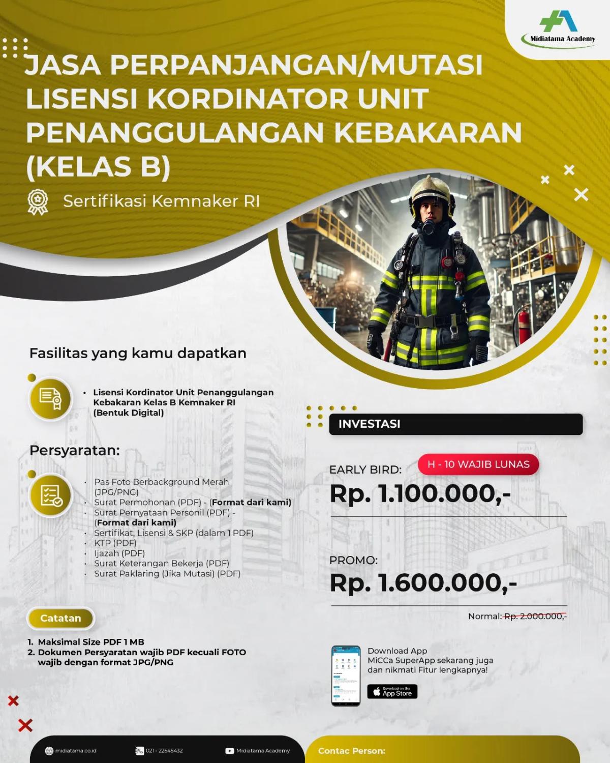 Koordinator Unit Penanggulangan Kebakaran (Kelas B) Batch 4 LISENSI