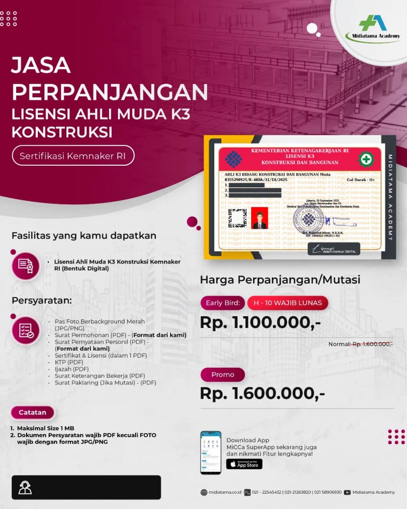 Ahli Muda K3 Konstruksi Batch 38 SKP