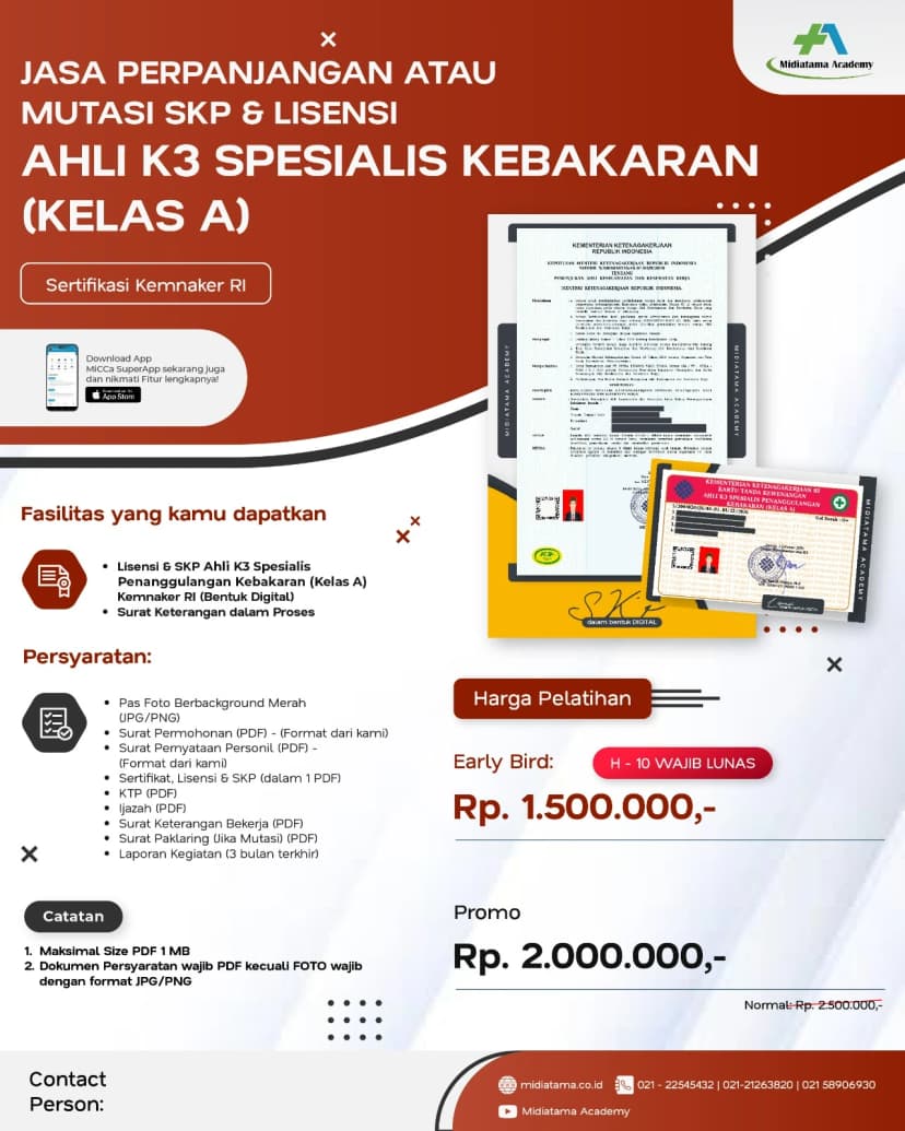 Ahli K3 Spesialis Penanggulangan Kebakaran (Kelas A) Batch 10 SKP