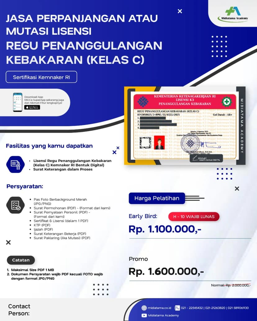 Regu Penanggulangan Kebakaran (Kelas C) Batch 9 LISENSI