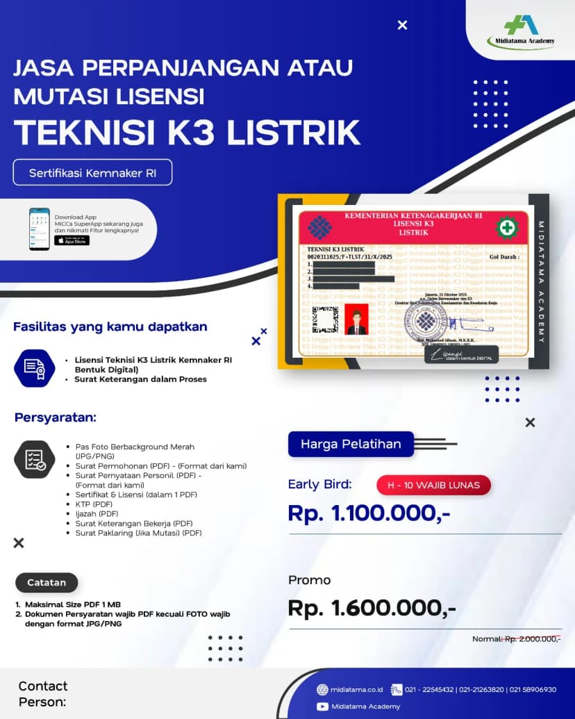 Teknisi K3 Listrik Batch 26 LISENSI