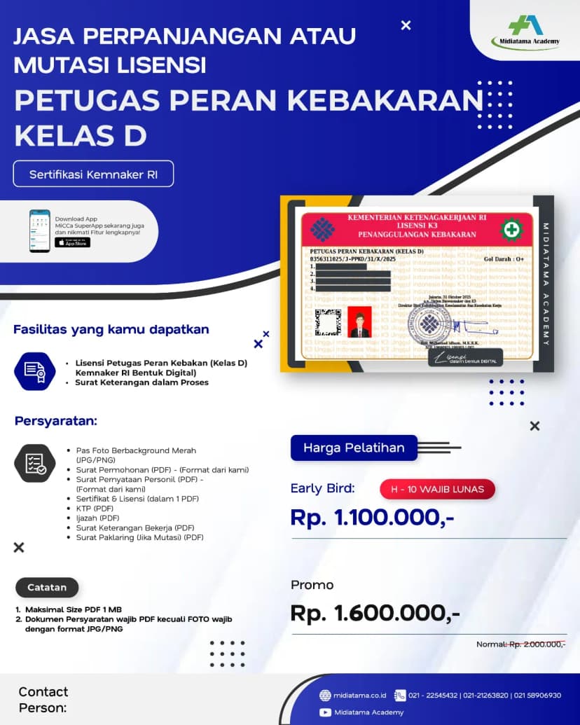 Petugas Peran Kebakaran (Kelas D) Batch 26 LISENSI
